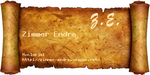 Zimmer Endre névjegykártya